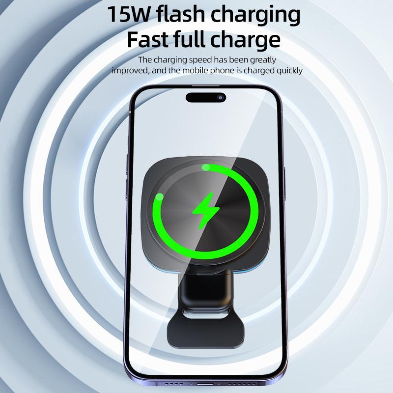 15W Magnetic Wireless Car Charger, Car Phone Holder Charger, Car Charging Stand for iPhone 15 14 13 12, Compatible with MagSafe