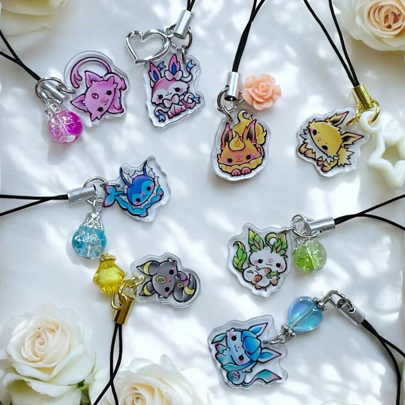 Anime Pokemon Eevee Evolution phone charm Accessories Smartphone Cellphone