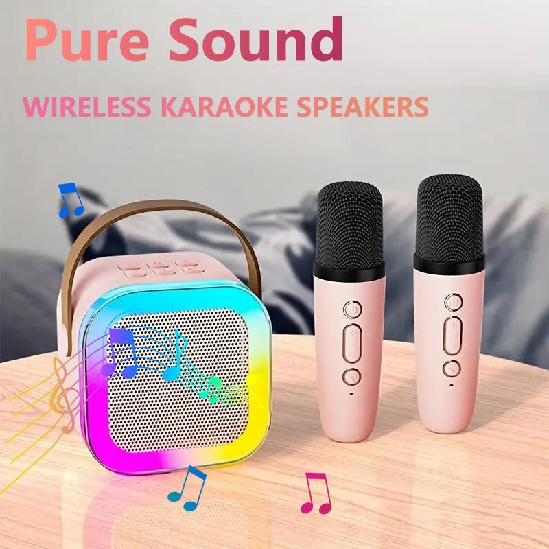 Portable Karaoke Speaker Kit, Wireless Speaker with Microphone, 3D Surround Sound Speaker with RGB Light, Handheld Karaoke Mics Speaker for Home Party