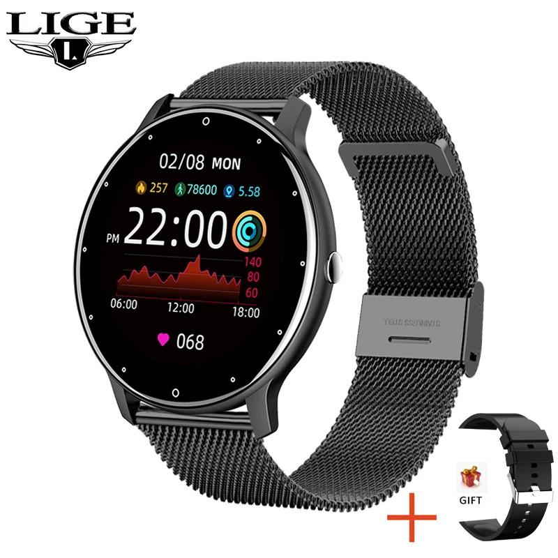 LIGE 2023 Smart watch Ladies Full touch Screen Sports Fitness watch IP67 waterproof Bluetooth For Android iOS Smart watch Female