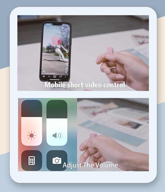 Xring Scrolling Ring Remote Control Scroller Page Turner,Bluetooth Camera Video Recording Remote,Music Control, for iPhone ,iPad ,iOS,Android,Pink Accessories Selfie Devices