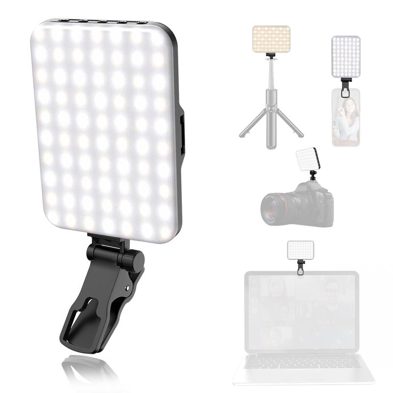 Front & Back Phone Clip Selfie Light for Fall Photography, 1 Set Rechargeable Camera Led Light, Adjustable 7 Light Mode Led Lamp for Phone, Tablet, Laptop, Camera, Vlogging Camera Accessories