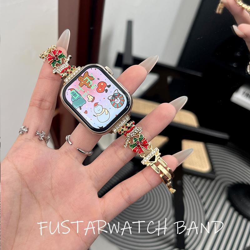 Smart Watch Band & Case Set, 1 Count Rhinestone Decor Watch Band & Protective Case, Wearable Accessories Compatible with Apple Watch 40 44 41 45mm Series