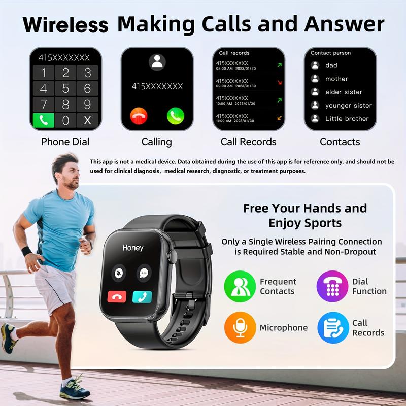 Smart Watch (Answering Making Calls),2023 Latest 1.83-Inch Smart Watch, Real-Time Fitness Status Record, Sleep Monitoring Pedometer Calories, Multiple Sport Mode, Waterproof Men and Women Fitness Watch, Suitable for Smart Phones