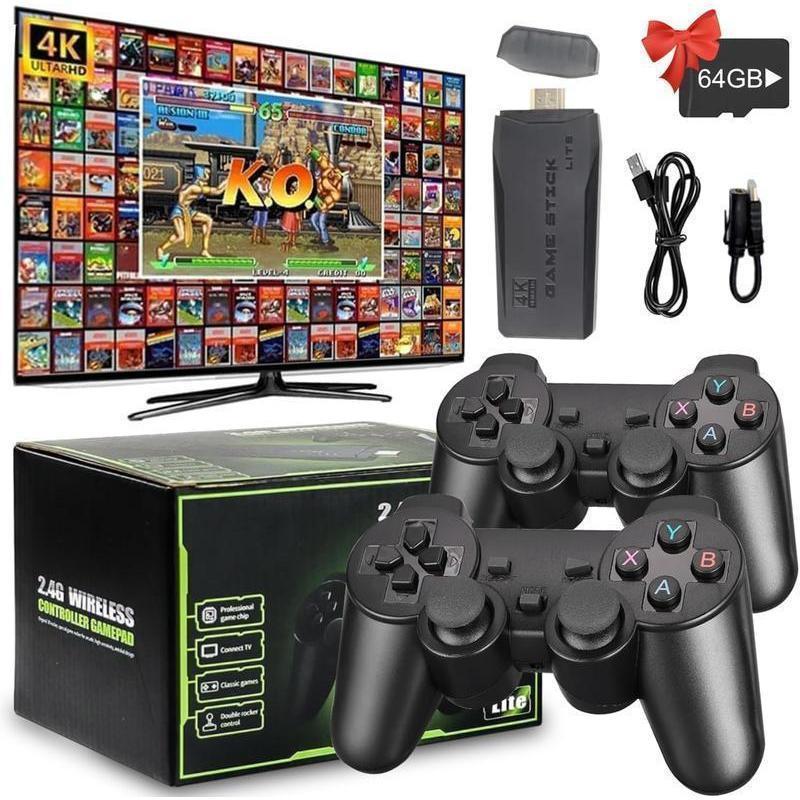 M8 PRO Console - Nostalgia Stick Gaming, 4K HDMl output, Plug and Play Video Gaming Stick Built-in 20000+ Gaming 2.4g wireless controller (64G) Home Retro Gaming Gaming Stick Cable Hdmi Orange Candle Christmas Gift