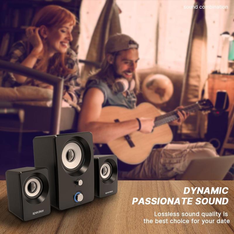 3 In 1 Wired Speaker, 1 Count 360 Degree Surround Sound Speaker with Subwoofer, Multimedia Laptop PC Computer Speaker for Home, Computer Office