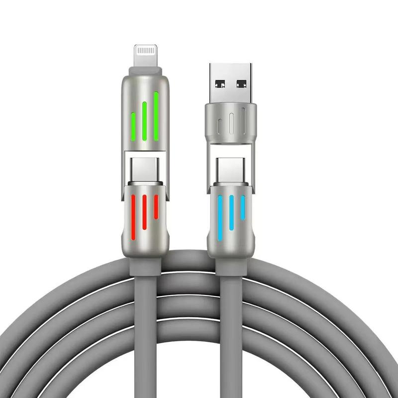 4 in 1 240W Charging Cable, 1 Count Multifunctional USB A & Type C Cable, Fast Charging Data Cable for iPhone 16 15 & Android Phones & Laptops