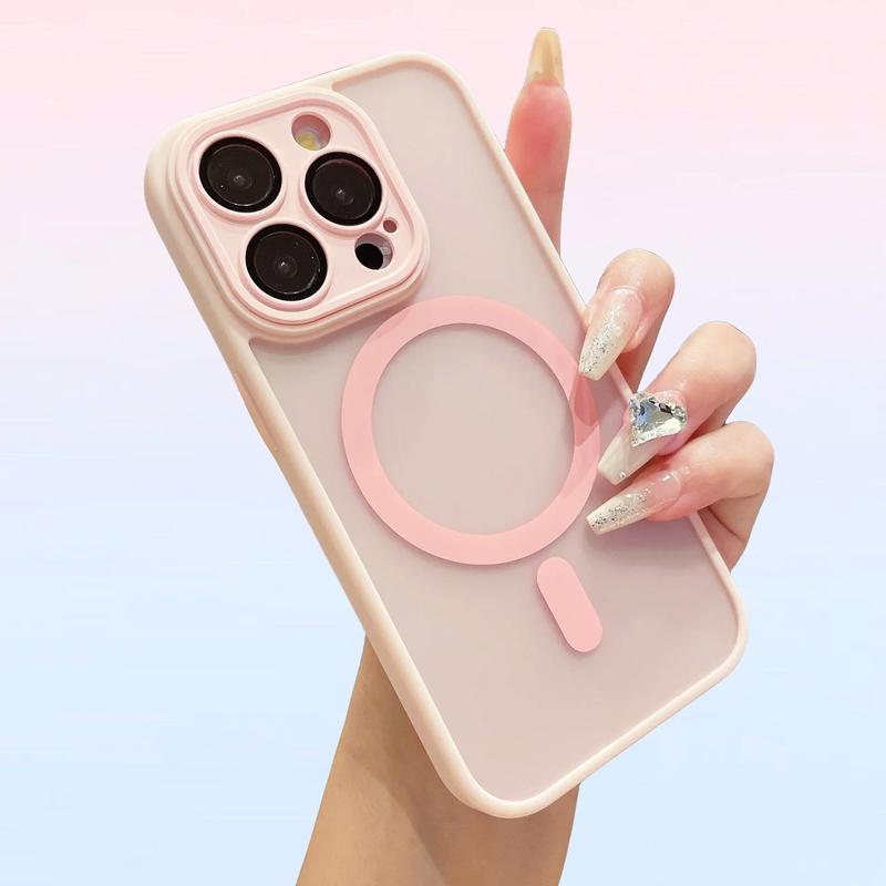 Built-in Camera Lens Protector, Magnetic Wireless, Soft Rubber, Ultra Protection Translucent Matte Phone Case Accessories Cover