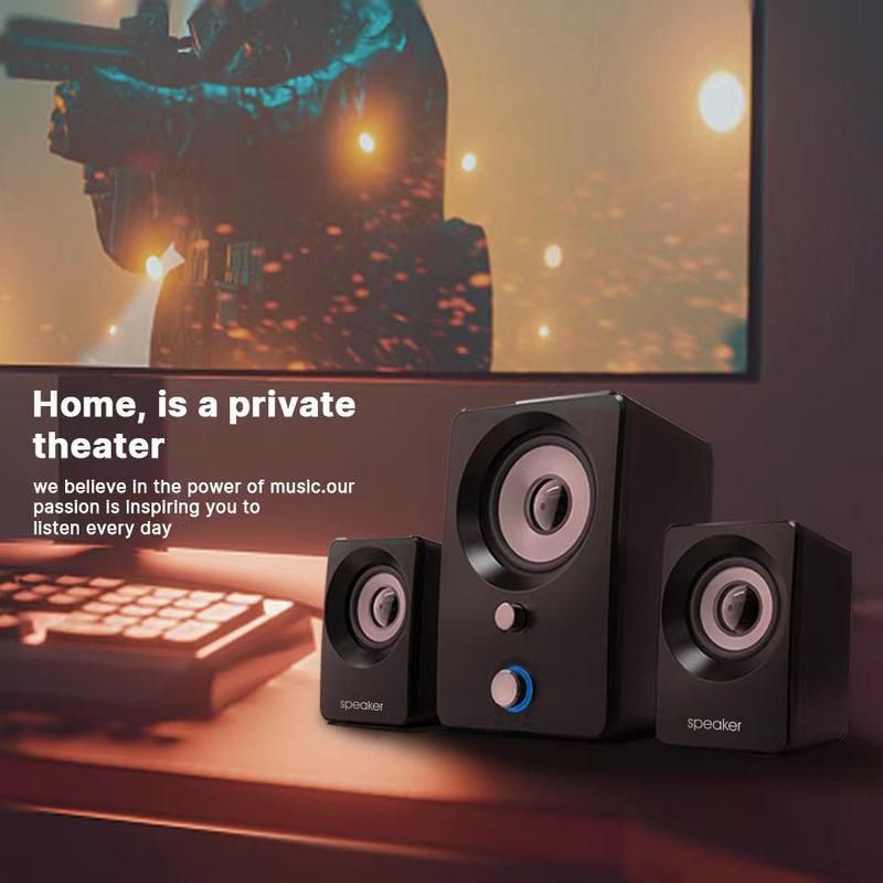 3 In 1 Wired Speaker, 1 Count 360 Degree Surround Sound Speaker with Subwoofer, Multimedia Laptop PC Computer Speaker for Home, Computer Office