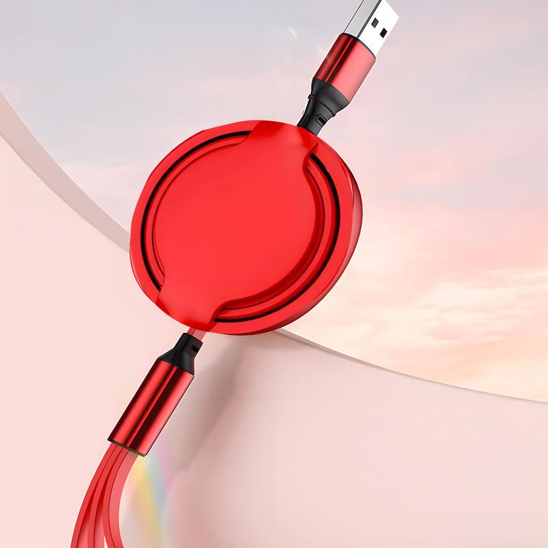 3 in 1 Telescopic Cable, 120W Fast Charging USB Cable, Retractable Design Fast Charging Data Cable for iPhone & Android Mobile Phones