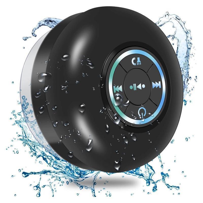 Mini Shower Speaker, Portable Wireless Bluetooth-compatible Speaker with LED Light, IPX4 Waterproof Speaker with Suction Cup for Beach, Shower, Outdoor Camping