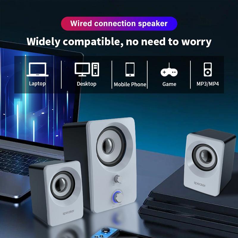 3 In 1 Wired Speaker, 1 Count 360 Degree Surround Sound Speaker with Subwoofer, Multimedia Laptop PC Computer Speaker for Home, Computer Office