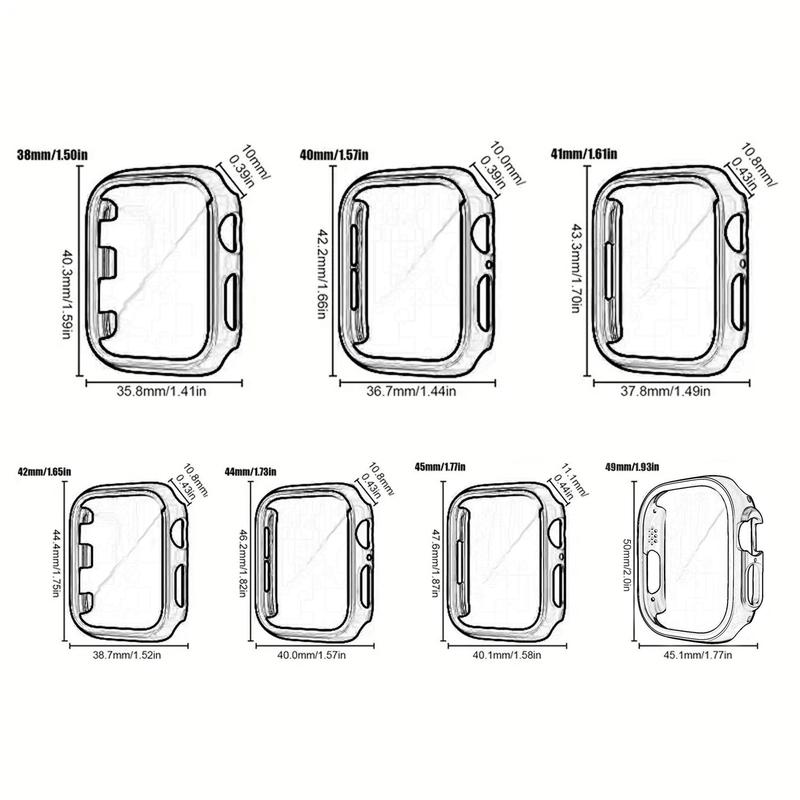 Men Women PC+Tempered Glass Integrated Case, 12pcs set Anti-drop Casual Protective Cover for Apple Watch Case 38 40 41 42 44 45 49mm, Intelligent Watch Case Accessories for iWatch Series Ultra SE 9 8 7 6 5 4 3 2 1 (without Watch)