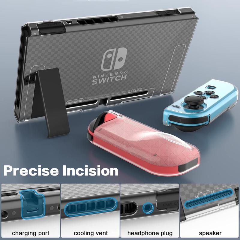 Switch Cases for Nintendo Switch OLED with HD Screen Protectors,for Nintendo Switch Accessories,All-around Protection,Transparent Case and HD Clear Anti-Scratch Screen Protector Compatible Switch 6.2'' OLED  7'',Tempered Switch Accessories Bundle