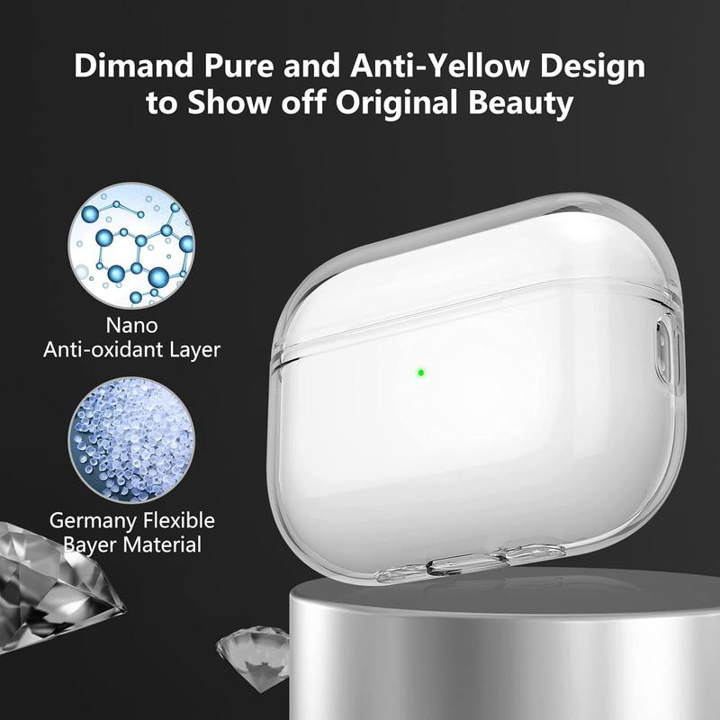 for Airpods Pro 2 Case Clear,Soft TPU Clear Case for Airpods Pro 2nd Generation Case Cover 2023 2022,Full Protective Shockproof Drop Protection Case with Strap for Airpods Pro 2 2023-Clear