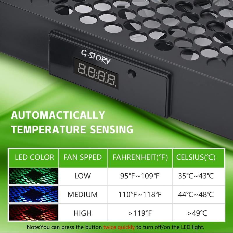 G-STORY Cooling Fan for Xbox Series X with Automatic Fan Speed Adjustable by Temperature, LED Display, High Performance Cooling, Low Noise, 3 Speed 1500 1750 2000RPM (140MM) with RGB LED Accessories Button Cable Console