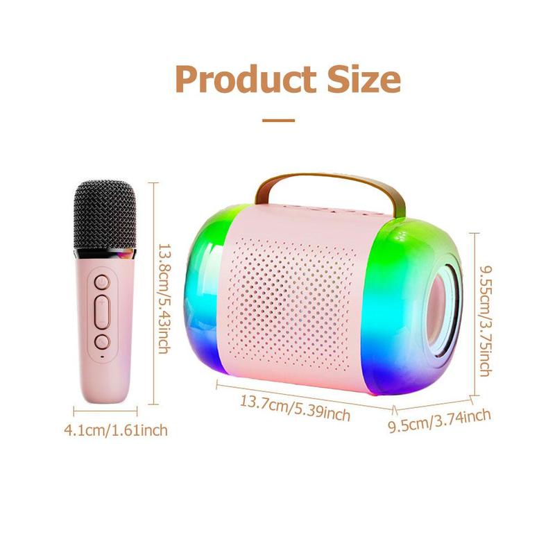 Wireless Karaoke Speaker with Wireless Microphone, Karaoke Machine with 5-Mode RGB Ambient Lighting, Microphone PA System with RGB LED Lights, Wireless Speaker Supports TF Card USB, AUX in, Karaoke Speaker for Home Party