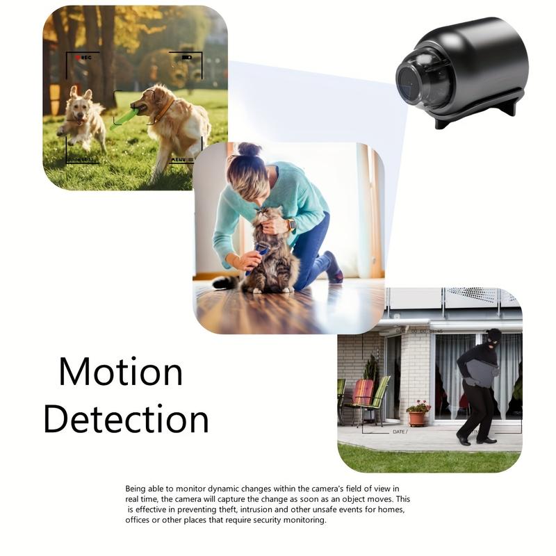 indoor security camera 720P HD Mini Camera with 940nmIR Night Vision, Motion Detection & Video Recording - Includes USB Power Cable & 64GB SD Card, Built-in Mic for Clear Audio - Perfect for Indoor & Office Surveillance