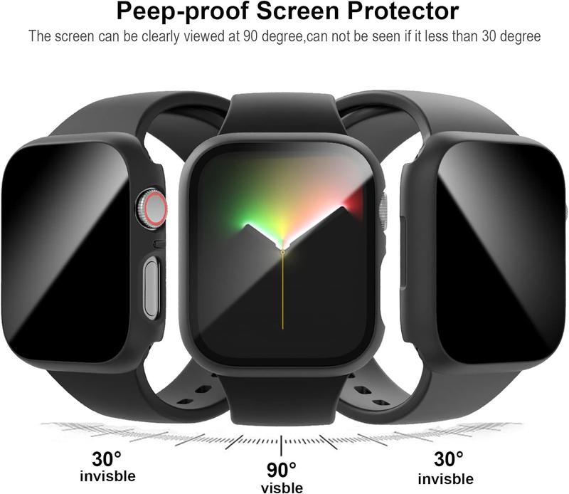 2 Pack Anti-peep Privacy Watch Screen Cover Protector,Unti-SPy Glass Protector Hard PC Cover Bumper for iWatch 9 8 7 6 5 4 SE SE2 Ultra Ultra 2 watchprotector Protective Tempered