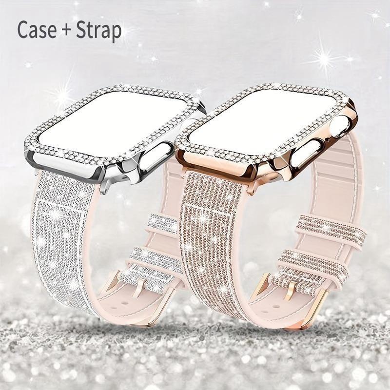 Rhinestone Decor Watch Band, 3 Counts set Elegant Watch Accessories for Women, Durable Watch Accessories for iWatch Series 9 8 7 6 5 4 3