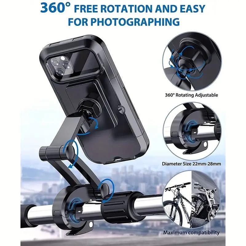 Waterproof Motorcycle Phone Holder, 1 Count Magnetic Retractable 360° Rotatable Car Phone Holder, Bicycle GPS Phone Mount, Motorcycle Accessories