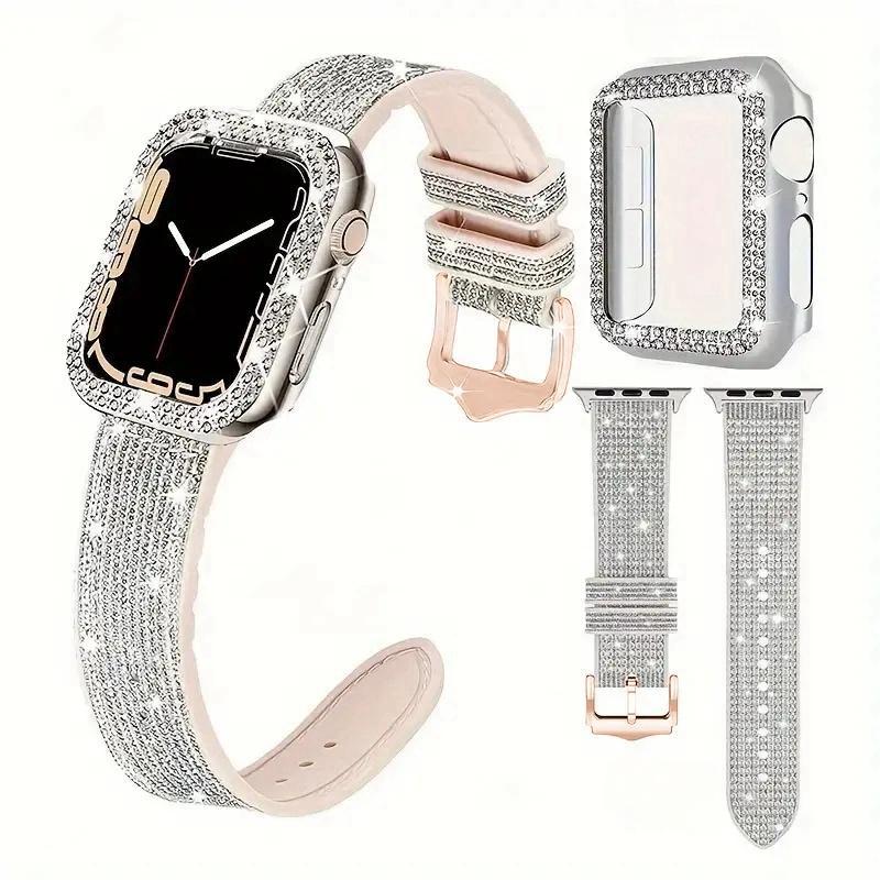 Rhinestone Decor Watch Band, 3 Counts set Elegant Watch Accessories for Women, Durable Watch Accessories for iWatch Series 9 8 7 6 5 4 3