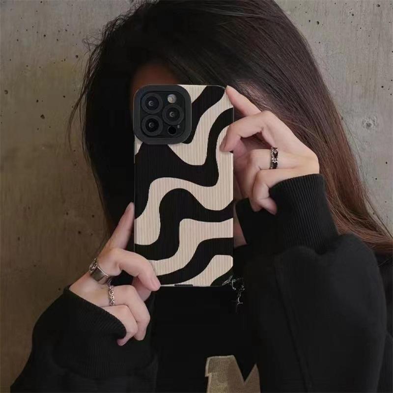 Fall Fashion Zebra Phone Case, 1 Count Anti-fall Fully Edged Mobile Phone Case, Anti-fall Striped TPU Phone Case for iPhone