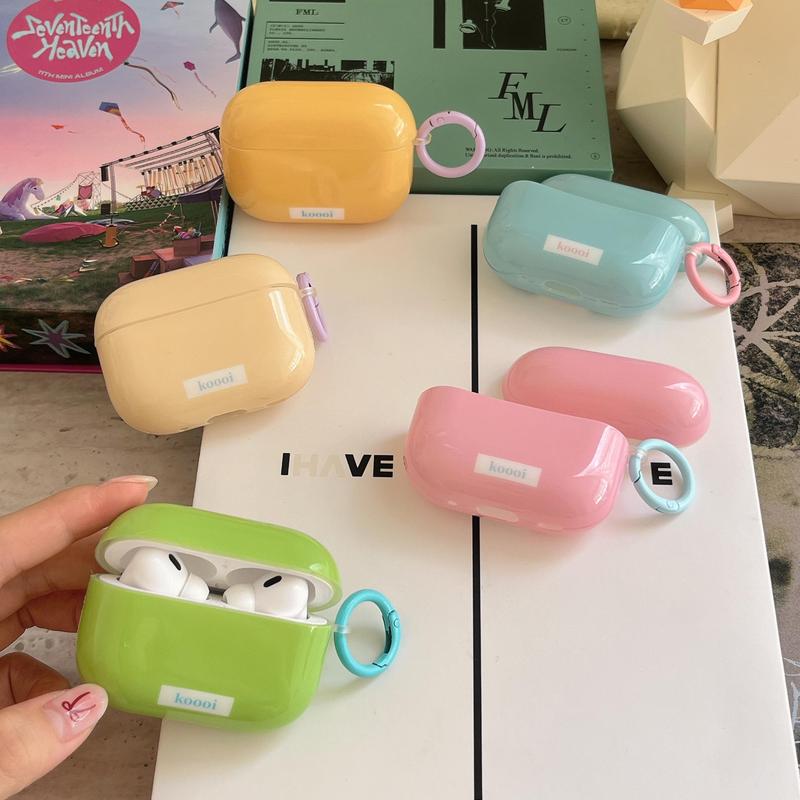 Solid Color Earphone Case with Round Key Ring, 1 Count Earphone Protective Cover, Fashion Earphone Protector for AirPods 2 & 3 Series