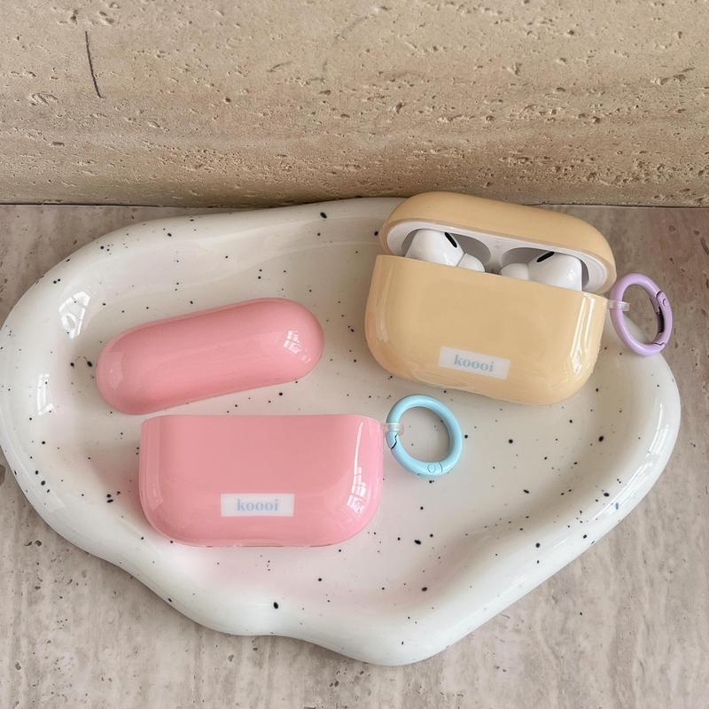 Solid Color Earphone Case with Round Key Ring, 1 Count Earphone Protective Cover, Fashion Earphone Protector for AirPods 2 & 3 Series