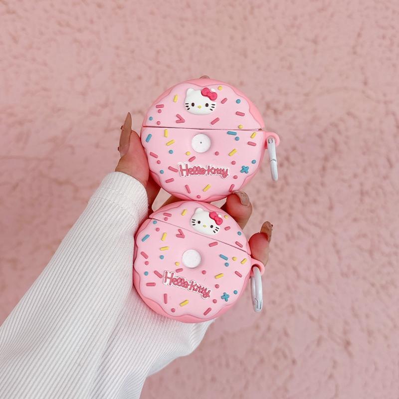 SANRIO Cute Donut Design Earphone Case, 1 Count Silicone Soft Earphone Protective Cover, Earphone Protector Cover Compatible with AirPods 1 2 3 AirPods Pro   pro 2