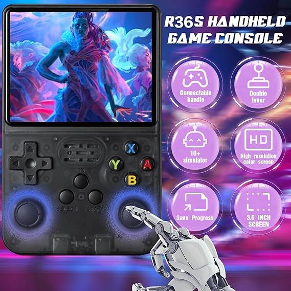 R36S Handheld Game Console, Creative Games, USBRechargeable,14+Age Group, Non-Wireless, PolymerBattery, Portable Gaming Device-Black White Purple