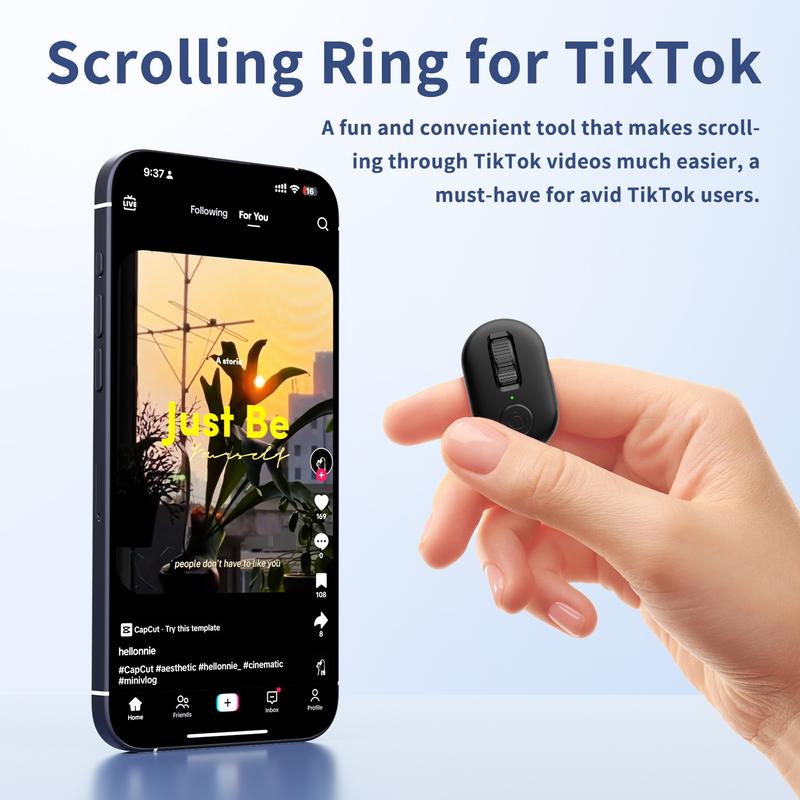 Kinmates Must-Have TikTok Scrolling Remote Control Ring: Enhance Your Viewing Experience – Bluetooth Page Turner for iPhone, iPad, iOS, and Android