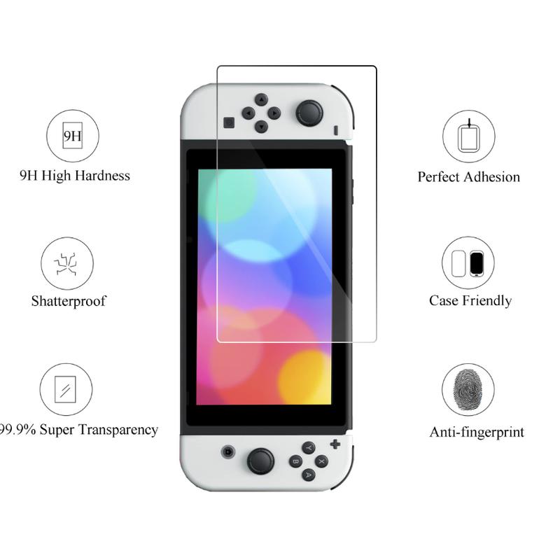 Tempered Glass Screen Protector for Nintendo Switch OLED Model 2021 [7 Inch] Anti Scratch 9H Hardness [2 Pack]