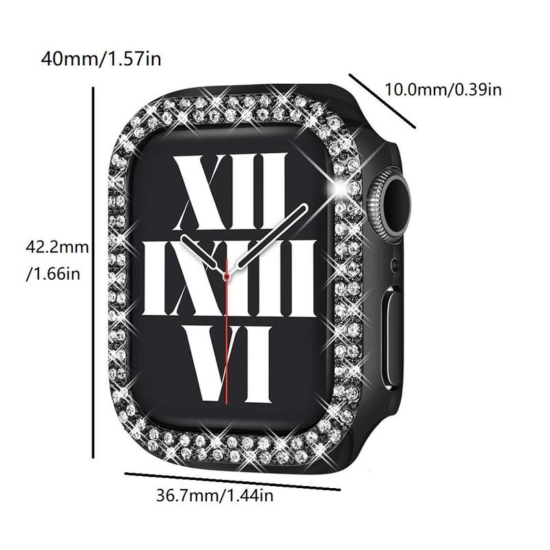 Rhinestone Decor Watch Case, 5 Counts Hollow Design Protective Frame Bumper Cover, Smart Watch Accessories Compatible with Apple Watch Series