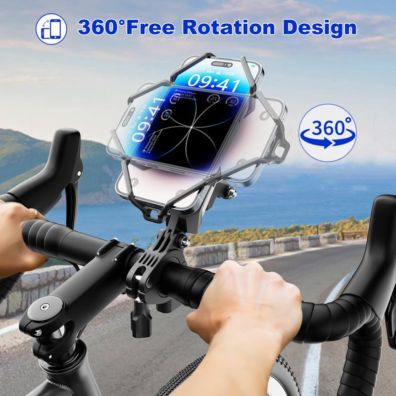 Bicycle Phone Holder with Vibration Dampener, Anti-Shake Motorcycle Phone Mount, Quick removal design Handlebar Cellphone Holder for Motorcycle Bike ATV Fit 4.7-6.8” Smartphone Accessories Stand bike safety incandescent christmas lights USB Rechargeable