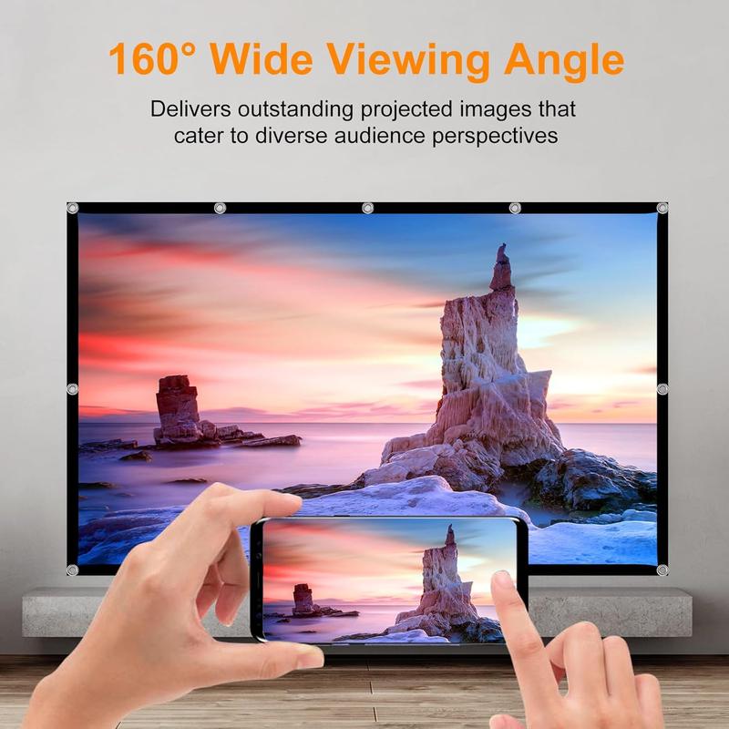 Indoor Projector Screen 80 inch Movie: Foldable Projection Screens 4K HD Hanging Wall Portable Anti-Crease Home Theater