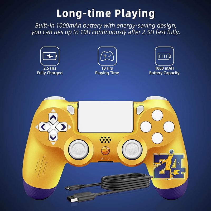 Wireless Controller for Ps4 Romote Compatible with Ps4 Slim Pro, Controller for Ps4 with 3.5mm Audio Jack, Touch Pad,Six Axis Motion Control (Golden)