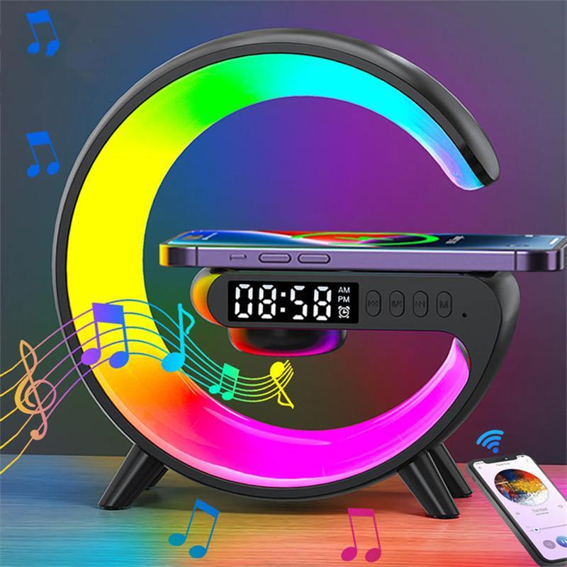 [Black Friday] Night Light Lamp Multifunctional Wireless Audio Speaker, Multifunctional Wireless Speaker with Alarm Clock, Wireless Charger Station for Smartphone