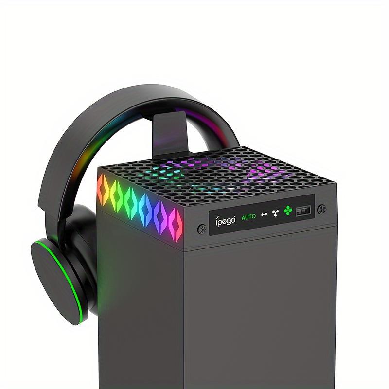 Cooling Fan with RGB Light & Headphone Hanging Storage Bracket, 1 Count Console Cooling Fan, Game Accessories for Xbox Series X Console