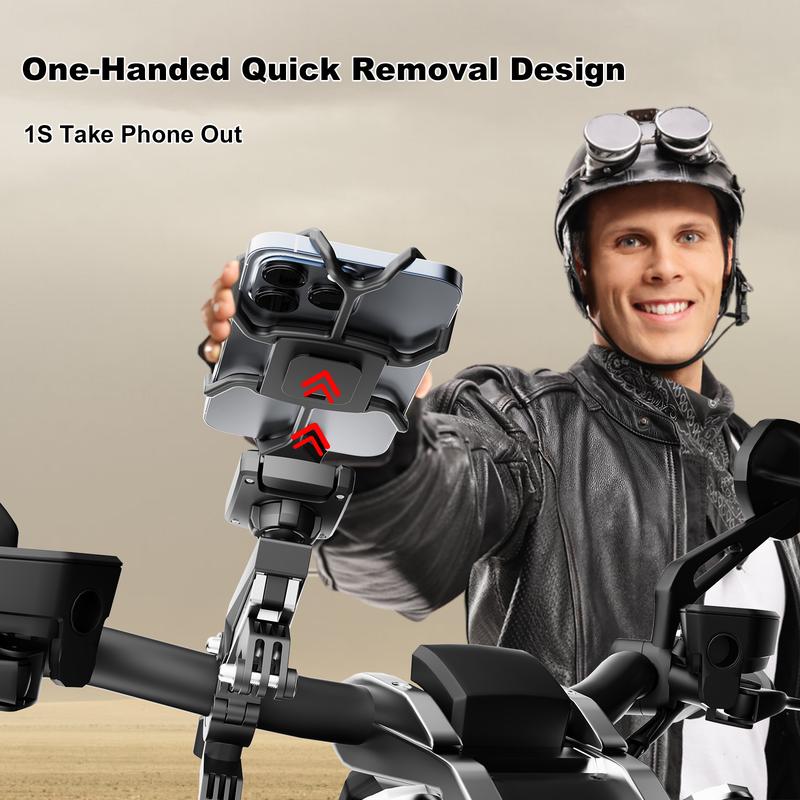 Bicycle Phone Holder with Vibration Dampener, Anti-Shake Motorcycle Phone Mount, Quick removal design Handlebar Cellphone Holder for Motorcycle Bike ATV Fit 4.7-6.8” Smartphone Accessories Stand bike safety incandescent christmas lights USB Rechargeable