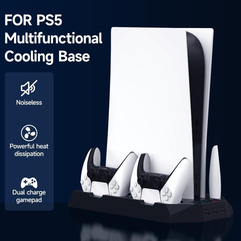 Charging Station for PS5, 1 Count Dual Controller Charging Station, Headset Holder, Media Slot, Console Accessories