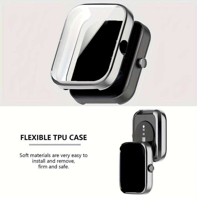 Smartwatch Screen Protector Case, 2 Counts Soft TPU Plated Bumper Full Face Cover Protective Case, Smart Watch Accessories for Amazfit Bip 3 Bip 3 Pro Smartwatch