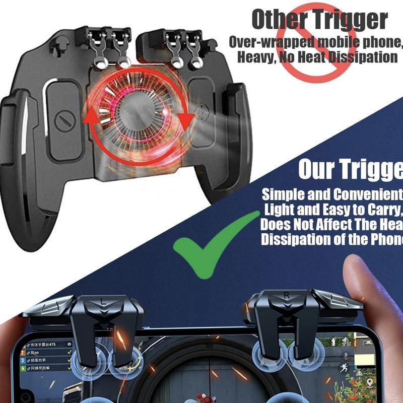 Game Trigger PUBG Mobile Controller, Mobile Game Controller for PUBG with 6 Trigger for Call of Duty Fortnite Knives Out Rules of Survival, Mobile Game Hacks Cheats Triggers for 6 Fingers Compatible with iPhone Android iPad Accessories Console