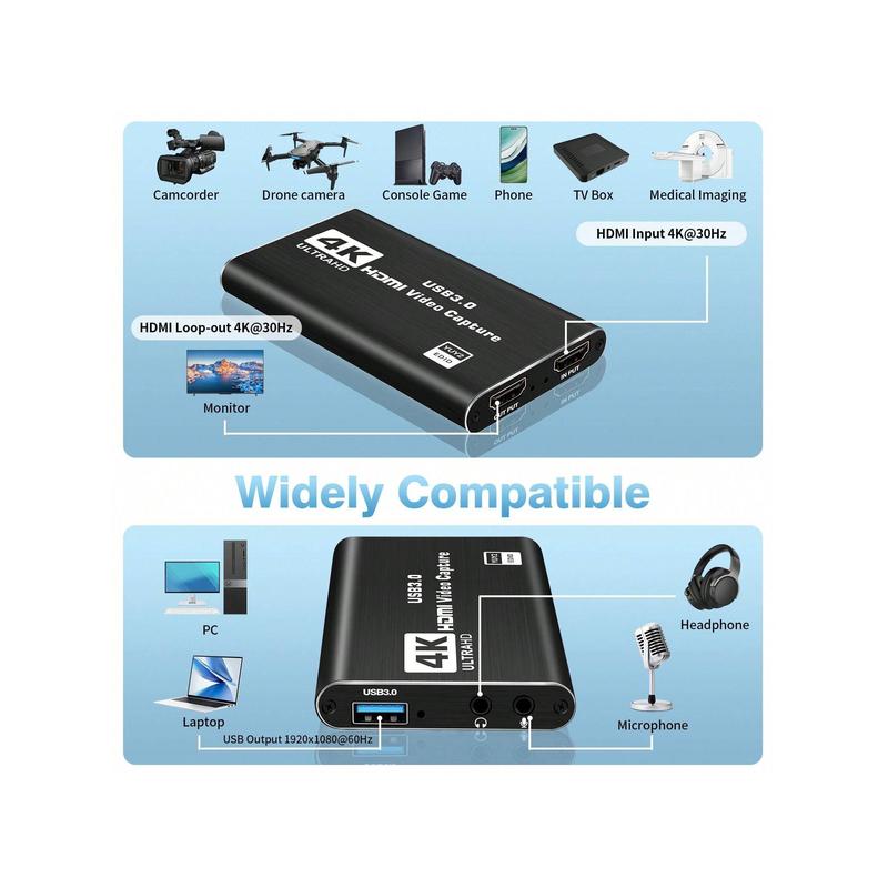 Capture Card  Switch, Video Game Capture Card 4K 1080P 60FPS, HDMI To USB 3.0 Capture Card For Streaming Work With PS4 PC OBS Camera