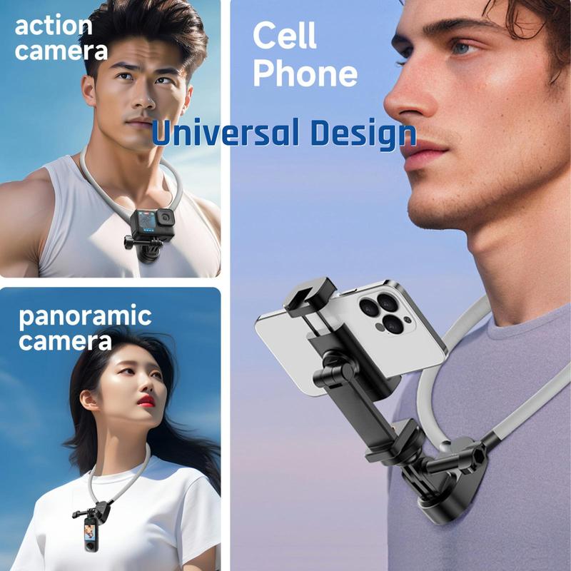 TERCELL Magnetic Anti-shake Neck Smartphone Mount, Portable Hand Free Selfie Neck Phone Stand, Durability Adjustable Selfie Neck Phone Holder for Most Smartphone, GoPro Max Hero 12 11 10 DJI Action 3, Insta360 Devices