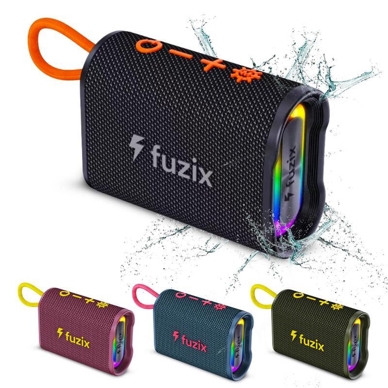 Aquabeat Mini Portable Waterproof Bluetooth Audio Speaker – Type C Charging TWS Stereo, RGB Lights, MicroSD Card, USB, FM Radio and Hands-Free Calls