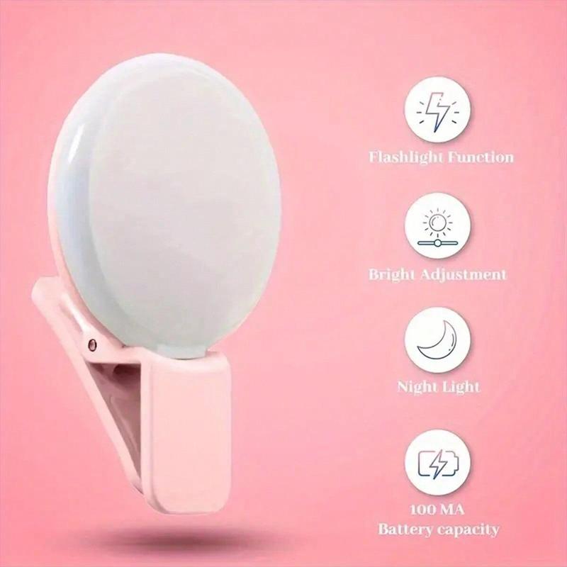 Portable Mini Selfie Light, USB Rechargeable Adjustable Brightness LED Light, Portable Selfie Light for Outdoor, Selfie Accessories for Phone, Camera