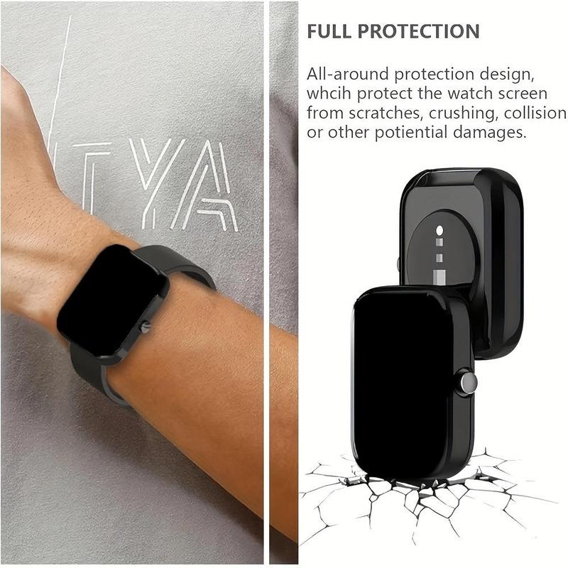 Smartwatch Screen Protector Case, 2 Counts Soft TPU Plated Bumper Full Face Cover Protective Case, Smart Watch Accessories for Amazfit Bip 3 Bip 3 Pro Smartwatch