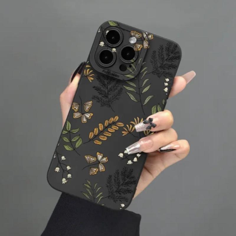 Leaf Pattern Phone Case, Shockproof Decorative Phone Protector Cover, All-inclusive Design TPU Cellphone Protective Case Compatible with iPhone 11 12 13 14 15 Pro Max