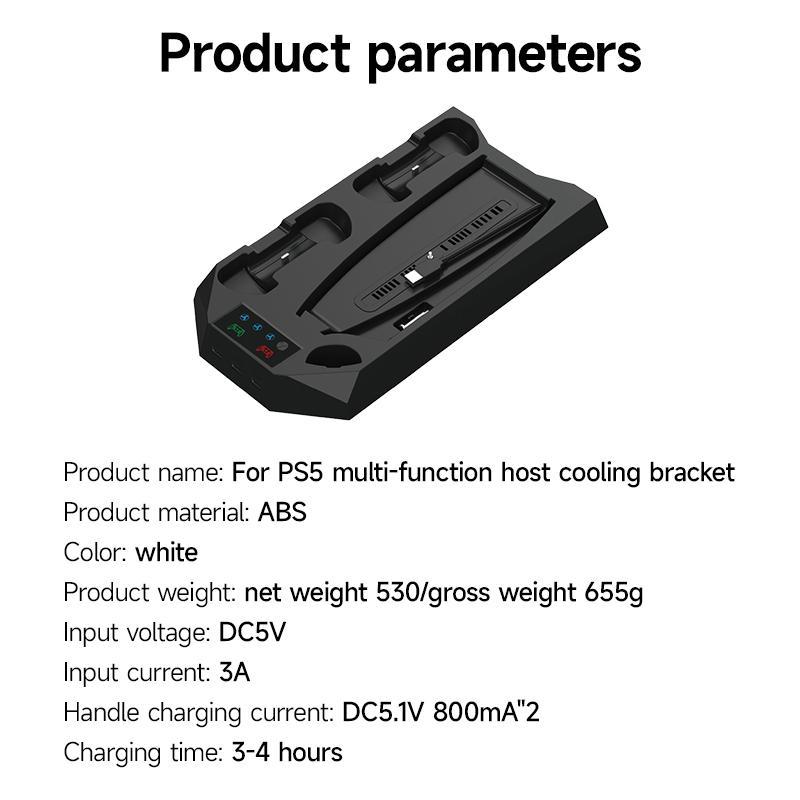 Charging Station for PS5, 1 Count Dual Controller Charging Station, Headset Holder, Media Slot, Console Accessories